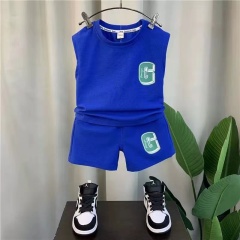Conyson Wholesale Summer Baby Clothes Fashion Sleeveless Children Cartoon Printed Outfit Kids Clothing Boys' Two Piece Short Set