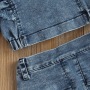 Conyson high quality Latest korea Fashion Style Toddler Girl t-shirt Short Skirt clothes suit Kids denim 2 pieces clothing Set