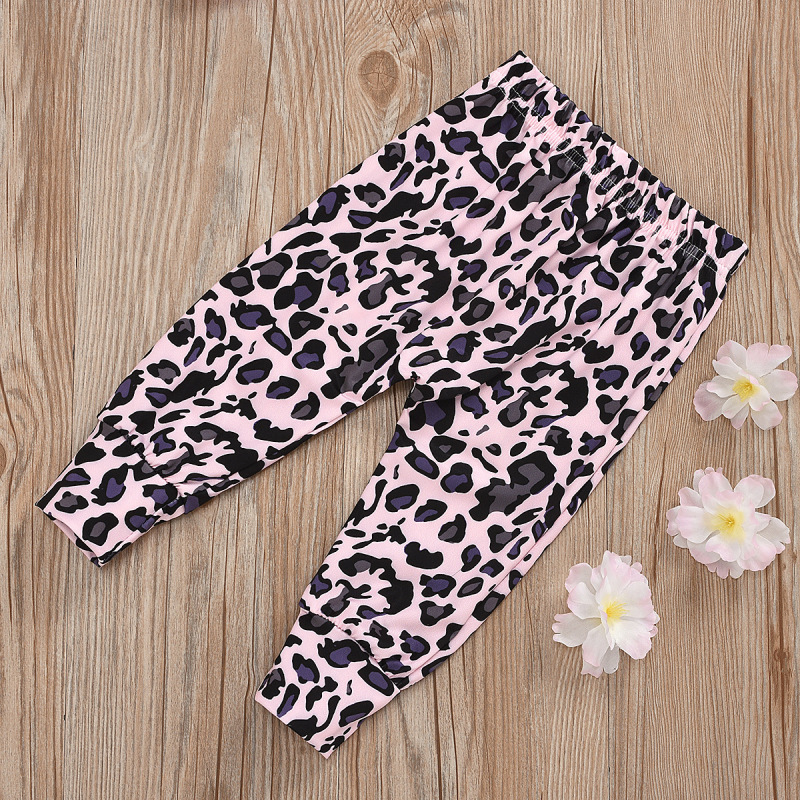 Hot Sale Baby Girls Pink Print cotton Long Sleeve Tops or T-shirt 2021 Spring Summer With pantherine skirt