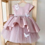 Conyson Infant Baptism 1st Birthday Party Wedding With Headband 2 Piece Tutu Pearls 3D Butterfly Layers Baby Girl Princess Dress