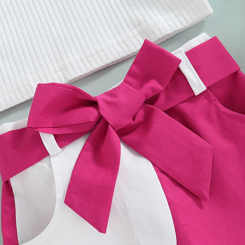Conyson Fashion Little Girls Clothes Sets 2pcs Solid Short Sleeve Knit T Shirts+Color Matching High Waist Mini Skirt Kids Sets