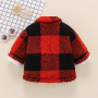 Conyson New Toddler Girls Plaid Lapel Collar Button Design Coat Jacket for Girls Boy Baby Kids Winter Children's Warm Outerwear
