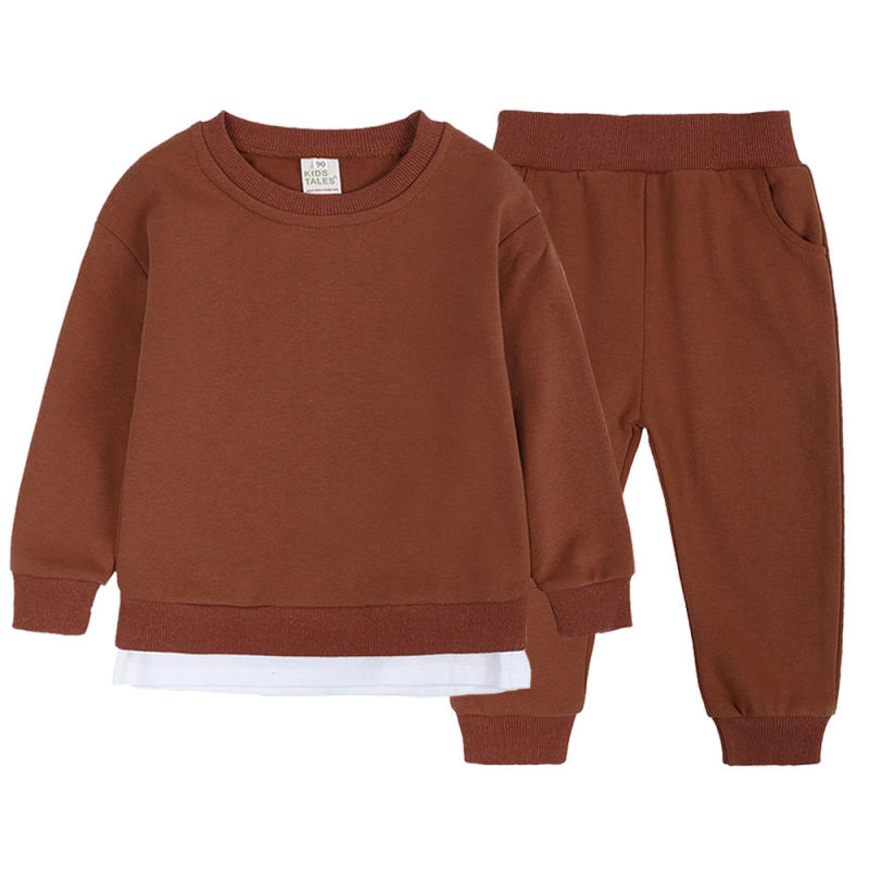 Kids Clothing Sets Custom Logo Patchwork Boys Girls Unisex Casual Clothes Jogger Set Sweat suit Tracksuit 2 Piece Sets