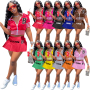 Custom 2 Piece Set Women Summer Skirts Tracksuit Two Piece Set Baseball Style Printings Outfit 2022 Plus Size Women Sets