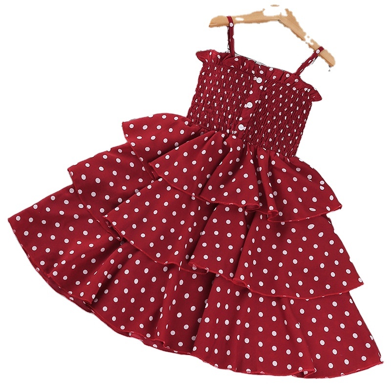 High Quality Knitted 100% Cotton Knee-Length Layered Dress Children Kids Apparel Girl Dress