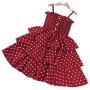 High Quality Knitted 100% Cotton Knee-Length Layered Dress Children Kids Apparel Girl Dress