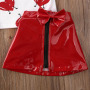 Children'S Suit Short Sleeve Top T-Shirt Pu Leather Skirt Kids Girls 2 Piece Clothing Set