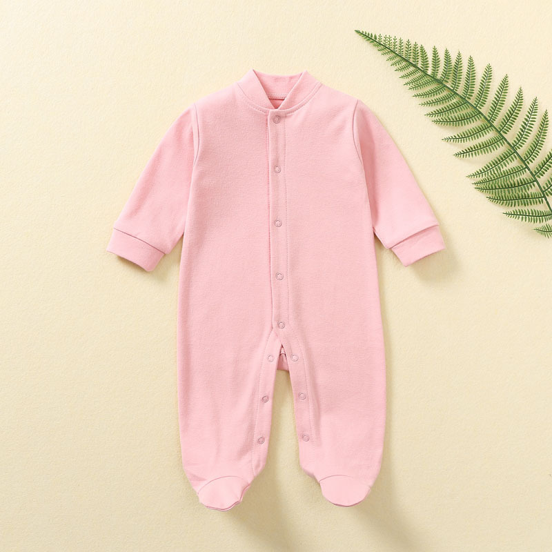 Conyson Hot Unisex New Born Solid Color Knit Organic Baby Clothes Jumpsuit Cotton Sweatshirt Long-Sleeved Bind Foot Baby Romper