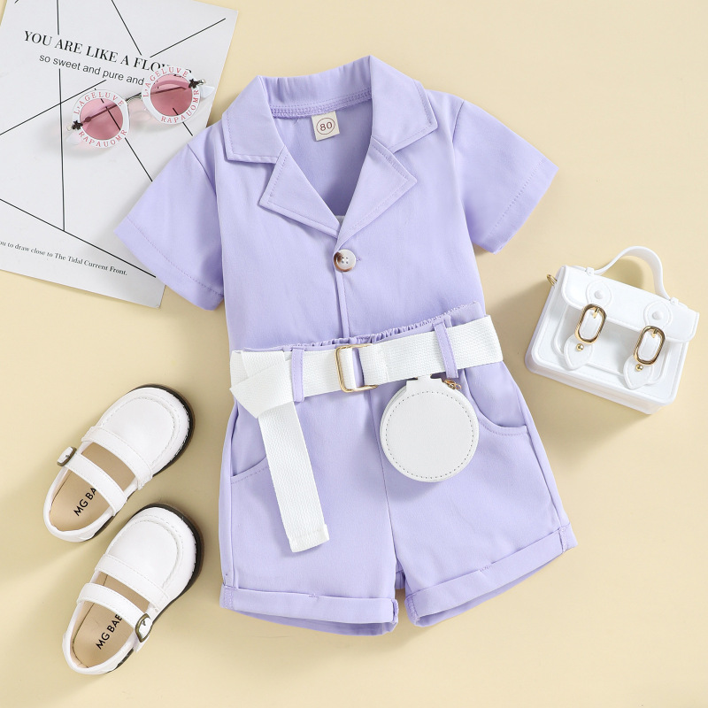 Conyson Wholesale Hot Fashion Summer Kids Clothes Short Sleeve Suit Shorts Bag 2pcs Little Girls Clothes Set for Kids Outfit