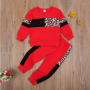 Conyson Patchwork Leopard Two Piece Baby Girl Clothes Long Sleeve Round Neck Top Elastic Head Long Pants Kids Sportswear Suit