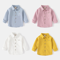 Conyson Bulk Spring Boys Pocket Custom Unisex Solid Color Plain Vintage 2-7 Years School Polo T-shirt long-sleeved Kids Shirt
