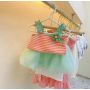 Summer Girls Baby Candy Colored Sling Sets Striped Flowers Ruffles Tops Petal Pants Sweet Lovely Two Pieces Suits