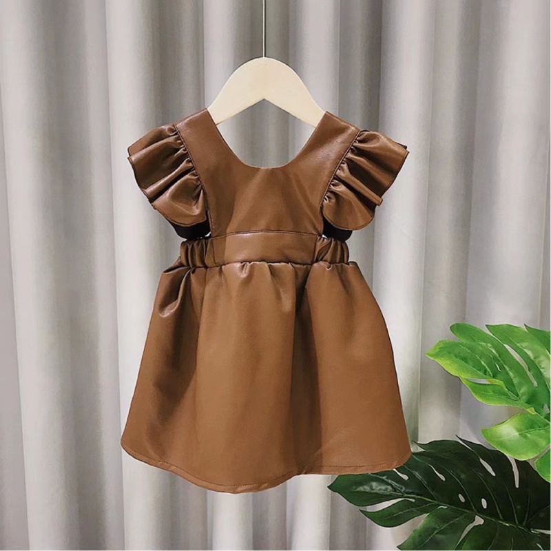 Conyson Delivery Fast Birthday Party Princess Kids Apparel Leather Design Baby Girl Spring Children Fly Sleeve Casual Dresses