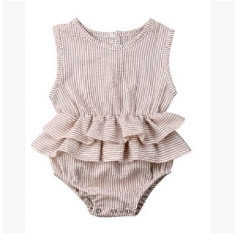 Conyson ins hot sale summer fashion linen Sleeveless pure color toddler kids clothing Rompers wear new born baby clothes rompers