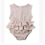 Conyson ins hot sale summer fashion linen Sleeveless pure color toddler kids clothing Rompers wear new born baby clothes rompers
