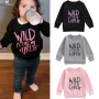 Conyson Wholesale Spring Infant Kids Girls Tops Clothes Baby Letter Print Long Sleeve Pullover Cotton Custom Sweatshirt for Kids