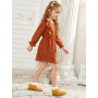 Conyson Wholesale New Kids Clothes Casual Minimalist Style Solid Linen Lace Summer Girls Clothing Ruffles Dot Little Girls Dress