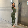hot sale fashion summer designer women elastic SX-2XL clothes one piece solid color Jumpsuit open back adult woman sexy clothing