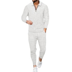 Wholesale Spring 2023 Designer Custom Logo Solid Long Sleeve Street men's sports leisure long-trousers two-piece men Set