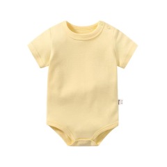Conyson Wholesale Soft Babi Kids Rompers Unisex Baby Clothes Casual Solid 100% Cotton Short Sleeves Newborn Jumpsuits