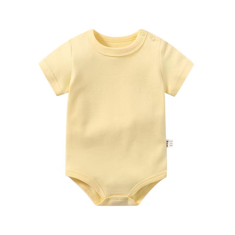 Conyson Wholesale Soft Babi Kids Rompers Unisex Baby Clothes Casual Solid 100% Cotton Short Sleeves Newborn Jumpsuits