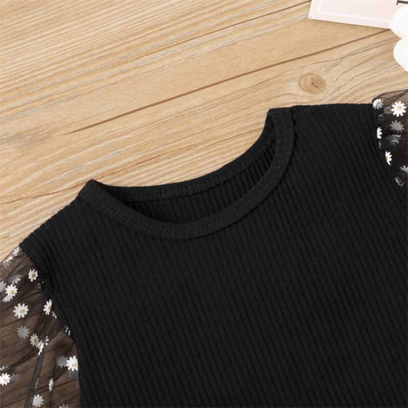 Conyson Wholesale spring autumn boutique children girls clothes hole pearl jeans sets toddler baby girls clothing sets