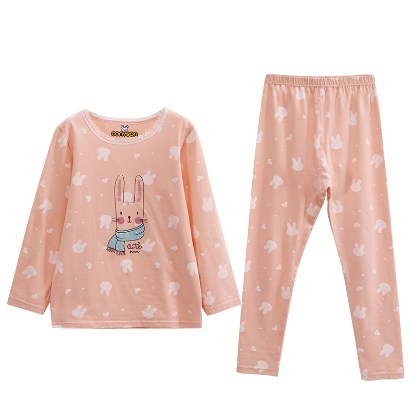 Conyson OEM ODM High Quality Spring Girls Cotton Breathable Long Sleeve Animal Cartoon Print Kids Pajamas