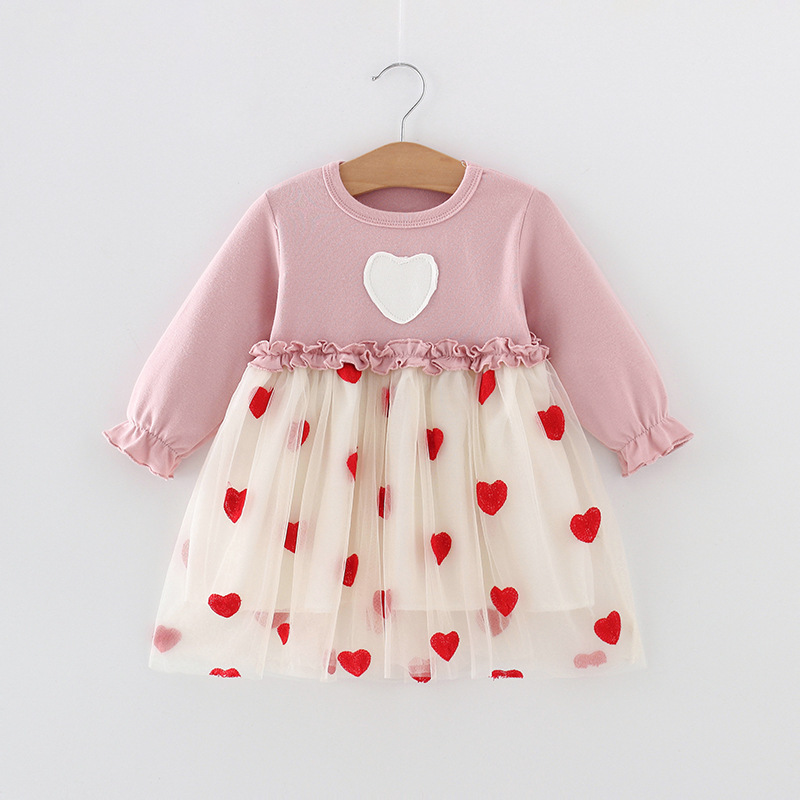 High Quality Anti-Wrinkle Embroidered Knee-Length Layered Dress Knit Kids Girl Mesh Dress