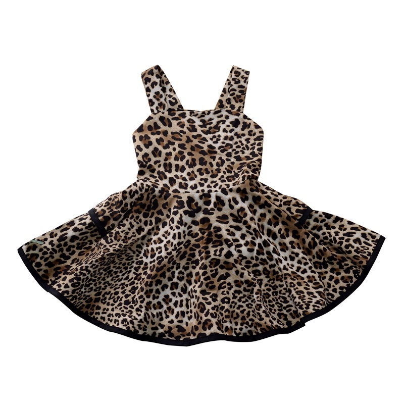 Conyson Hot Sale Spring And Summer New High-quality Beach Leopard Print Halter Bubble Tutu Skirt Girls Kids Dresses