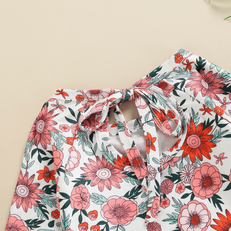 Conyson 1-6T Toddler Girls Summer Casual Long Sleeve O Neck Floral Print Bodysuit Swimsuit Heart Flowers Kids Girl Swimwear