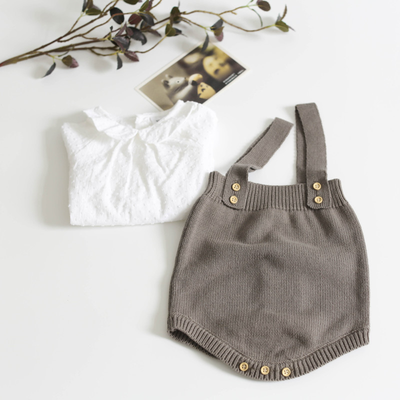 Conyson High Quality New Baby Unisex Spring Autumn Clothes Set Knitted Romper Triangle Crotch Button Jumpsuit 2Pcs Clothes Set