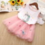 Pink Hot Sale Unicorn Skirt Fall Wholesale Baby Girls Children Boutique Off Shoulder Casual Summer Kids Clothing Princess Dress