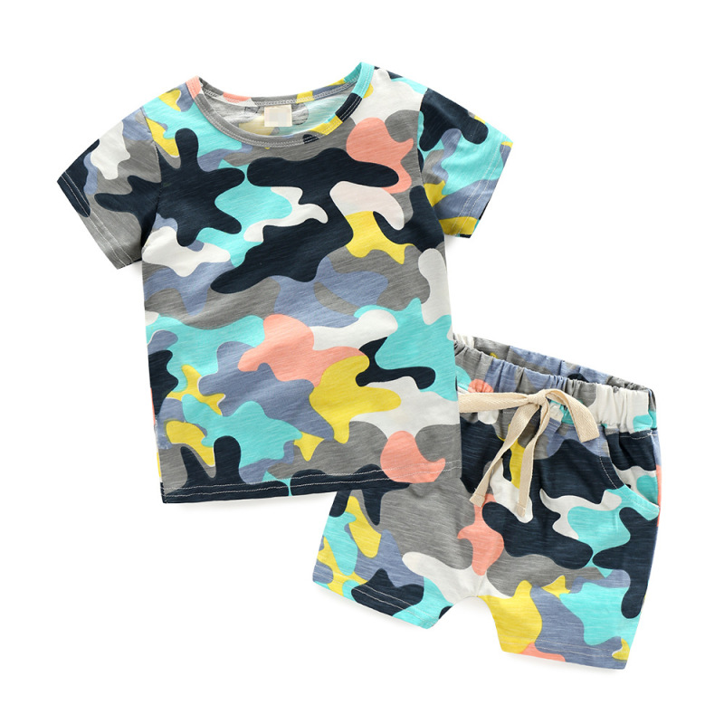 Baby Boy Camo Outfits Short Pants Set Wholesale Summer Kids Toddler Fashion Clothes T Shirt Tops Shorts Boys Clothes Sets