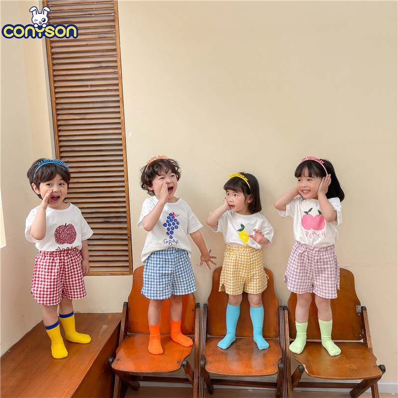 Conyson New Children's Short Sleeved Shorts Set Kids Summer Cotton Korean Comfortable Two Pieces Set Baby girls Boys Clothing