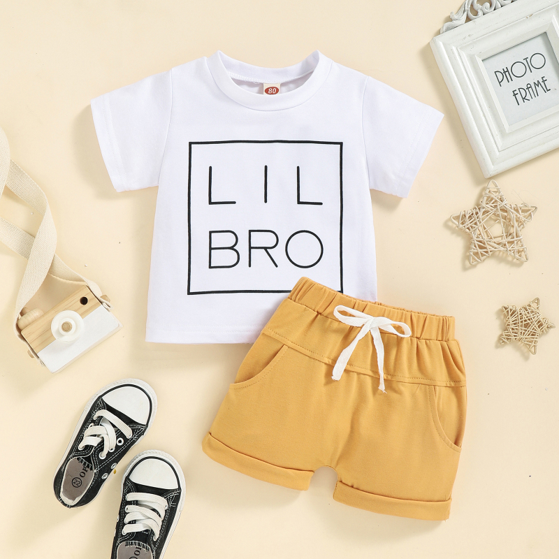 Conyson Summer Infant Baby Boys Clothes Sets Skateboard/ Letter Print Short Sleeve Tops+ Shorts Custom Kids Clothes Casual Suits