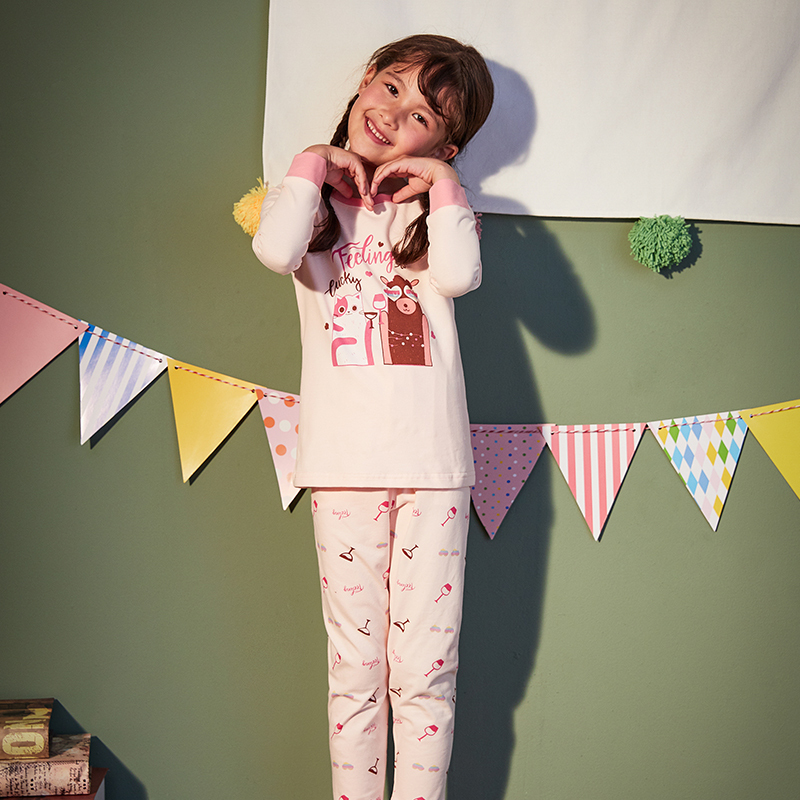 Factory Customization Wholesale Long Sleeve Knitted Korean Wholesale Kids Girl Pajamas Set