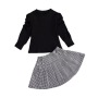 Conyson Wholesale Hot Sale Black Long Sleeve Pullover Baggy Baptism Baby Clothes Solid Toddler Girl 1-7 years dress set