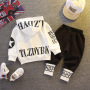 Autumn Letters Baby Boy Casual Clothing Boy Trendy Hooded Boy Sports Tracksuits Sets