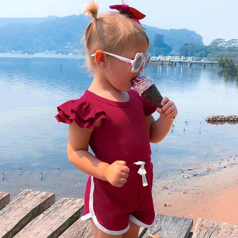 Conyson New Girl Summer Clothing Sets Short Sleeve Tops Shorts Fashion 2Pcs Kid Girls Outfit Sets Casual Baby Girls Clothes Sets