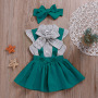 Conyson Princess Spring and Summer New kids Short Dot Sleeves Cotton Skirt 3pcs Boutique Baby Girl Clothes Sets For 1-6 Years