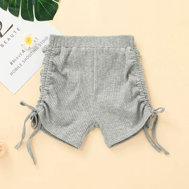 Conyson Hot sale children one shoulder biker 2-piece Outfit Set One Shoulder Set Daily Wear' crop top with biker shorts set