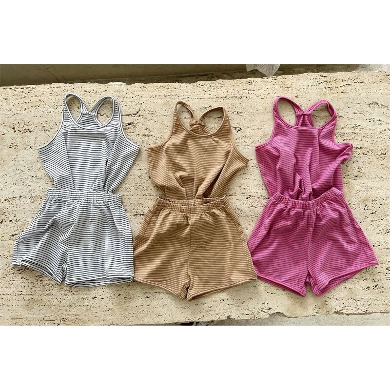 Conyson Summer Stripe Little Girls Outfits T-shirt Shorts Two Pieces Kids Clothing Set Soft Cotton Children Tracksuits