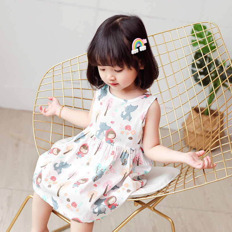 Pure Cotton Girls Skirt Baby Summer Little Girl Infant Baby Skirt Clothes Children'S One-Piece dress Sleeveless Baby Clothes