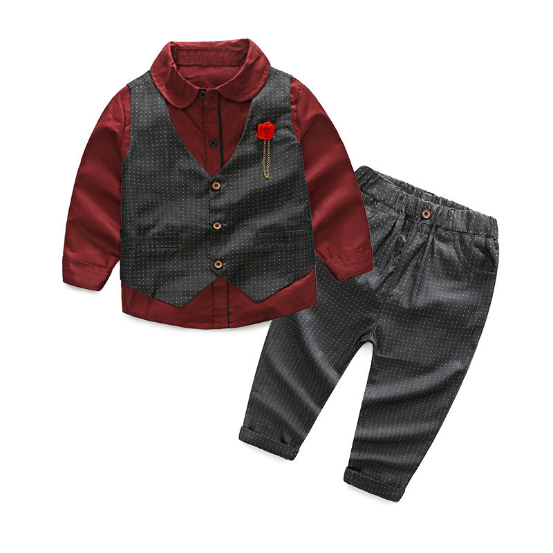 Conyson hot sale fashion autumn rts Boy kids boutique party suits children Clothing cotton Casual wholesale 3-piece clothes Sets