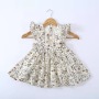 New Conyson High Quality Cotton Kids Summer Casual Party Pinafore Ruffle Shoulder Floral Girls' Dresses 1-9 years
