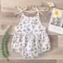 Wholesale Newborn Kid Sling Romper Baby Girl Summer Outfit Summer Clothes Sleeveless Flower Print Baby Girls Jumpsuit Romper