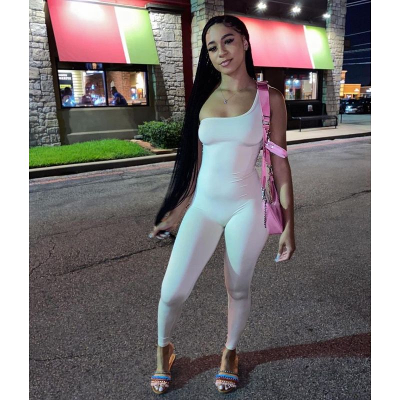 Summer Women's Casual Clothing Solid Skinny Sleeveless Bodysuit Ladies Romper Slim One-shoulder Long Pants Women Jumpsuit