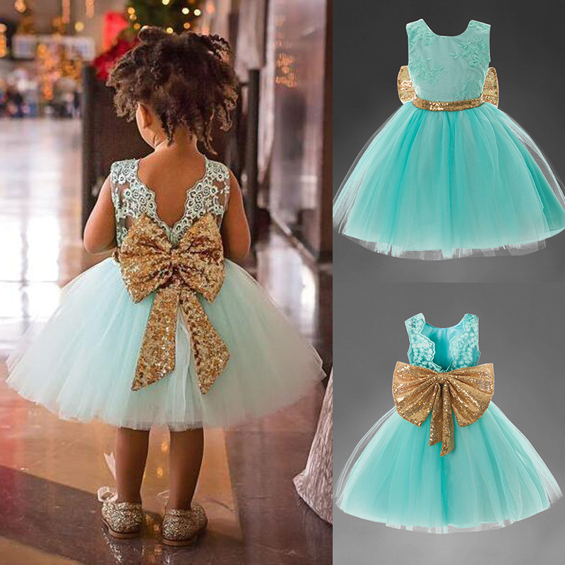 Conyson Top Sale Ball Gown Princess Dress Infant Formal Birthday Baptism Party Kids Flower Girl Tutu Dresses With Big Bow