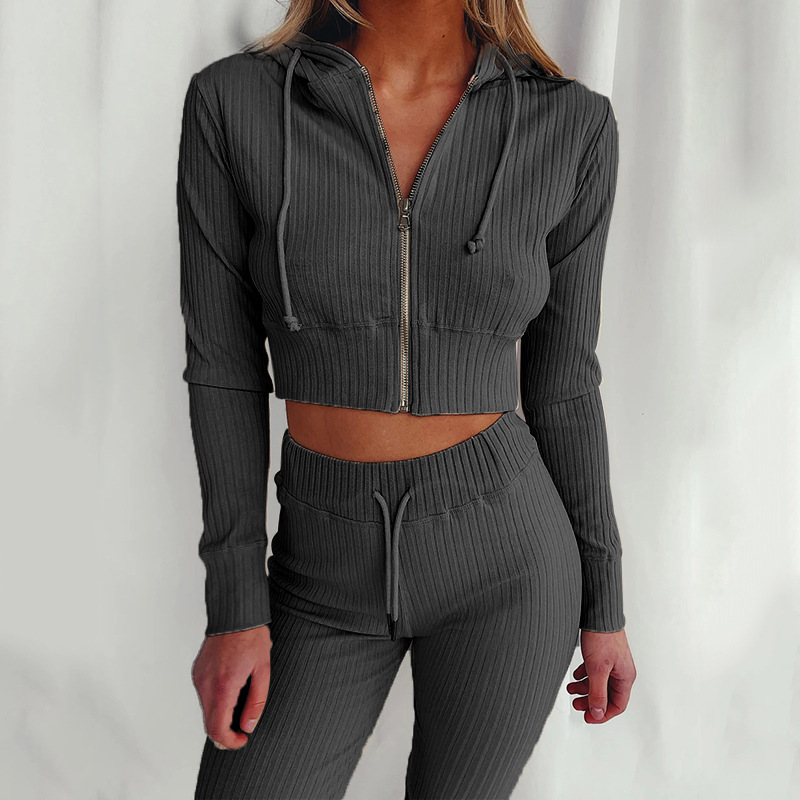 2023 Hot Sale New Design Fitness Spring Matching Sets Plus Slim Street Sexy Long Sleeve Luxury Sweatsuit exercise women 2pcs Set