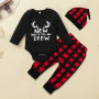 Conyson Baby Christmas Winter Organic Cotton Long Sleeve 3Pcs unisex Romper Jumpsuit Newborn Baby Girls Clothing Set For Toddler